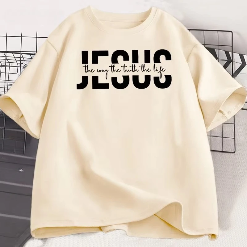Jesus Religious T Shirt Christian Cotton T-shirt Casual Round Neck Cotton Short Sleeve Tshirt Men Women Printed Tees Clothing