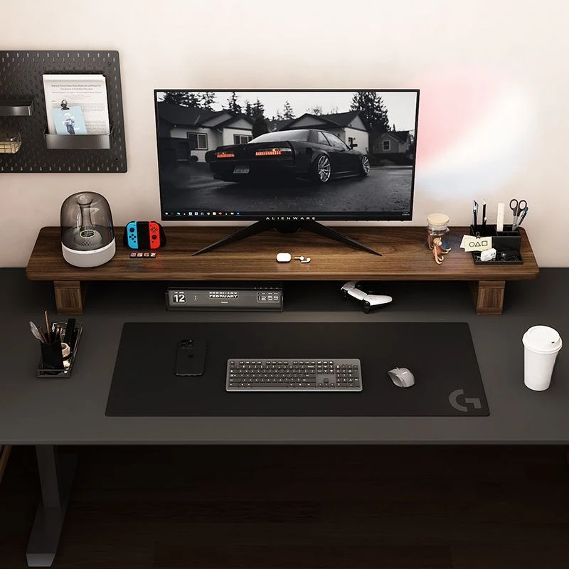 Light Luxury Walnut Computer Elevated Room Desktop Storage Rack Support Rack Desk Accessories Office & School Supplies