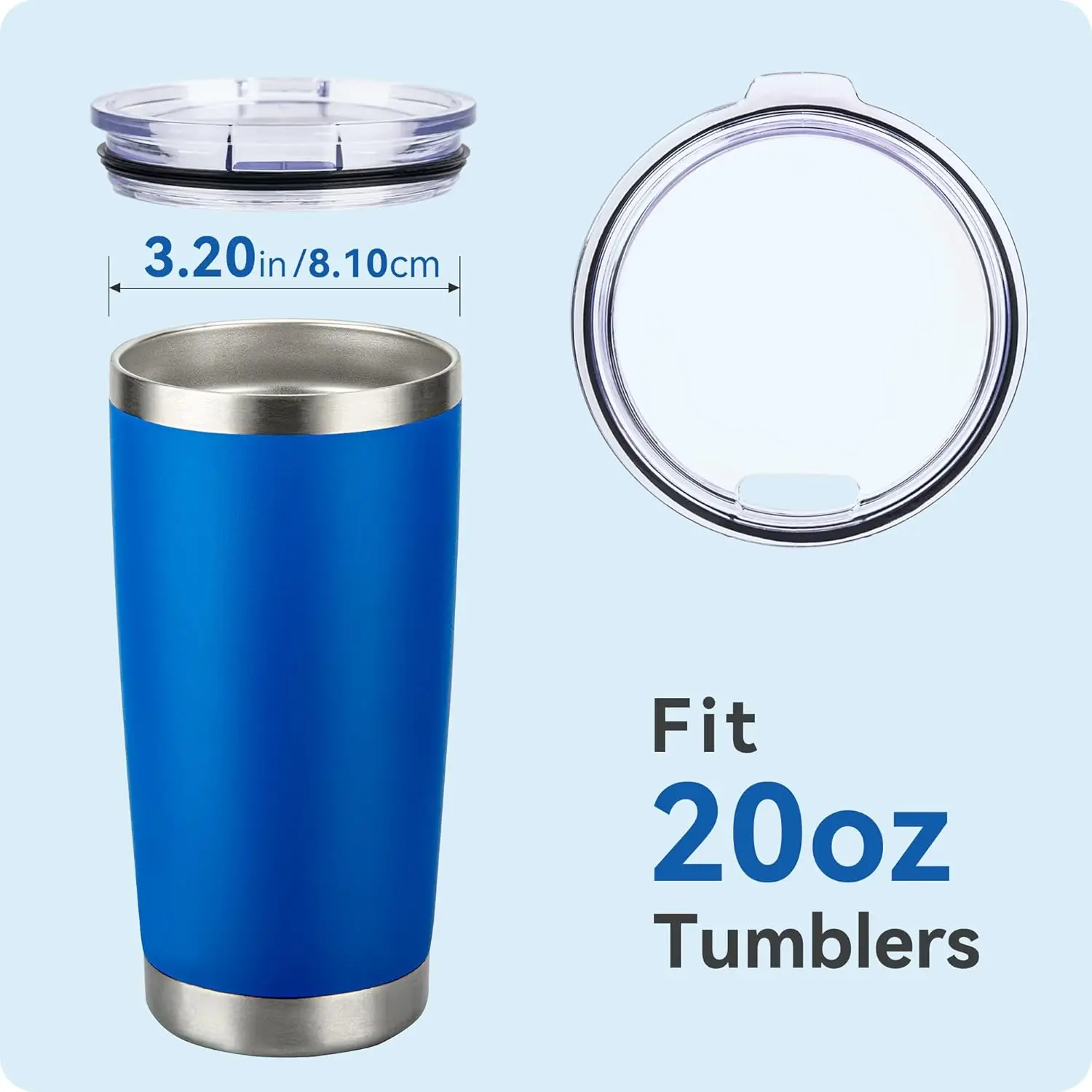20oz Spill Proof Replacement Lid Fit Yeti Rambler Old Style Rtic Travel Cup For 3.2 Inch Inner Diameter Flat Bottom Cup