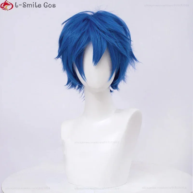 

aaa12 3High Quality 30cm Black Pink Red Short For Boy Party Synthetic Heat Resistant Hair Halloween Anime Colourful Wigs +