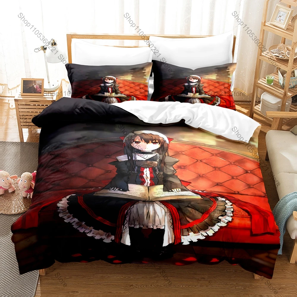 Cool The Mystic Archives of Dantalian Vintage Anime Print 3PCS Bedding Set Duvet Cover + 2 Pillowcases Soft Bed Linen Gothic Ani