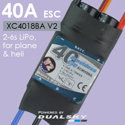 

Dualsky XC4018BA 40A ESC с BEC, бесщеточный регулятор скорости 2S-6S для самолетов с неподвижным крылом