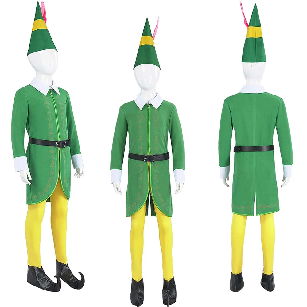 Disfraz de elfo Musical del amigo de Navidad, disfraz verde para niños, sombrero para actuación en escenario, pantalones, ropa para niños, traje de fiesta de Carnaval y Halloween