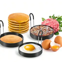 Egg Rings Stainless Steel Egg Molds for Frying Round Egg Cooker Ring for Griddle Breakfast Cooking Fried Egg Rings Nonstick Mold