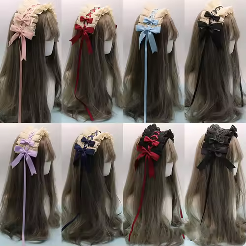 Lovely Bowknot Sweet Lolita Lace Flower Hair Hoop Anime Maid Cosplay Headband Headwear Accessory Hand Made Wholesale - Image 2