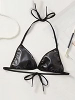 Halter Neck Bra Triangle Tops Sexy leather Lingerie Extreme Swimwear Beachwear Extreme