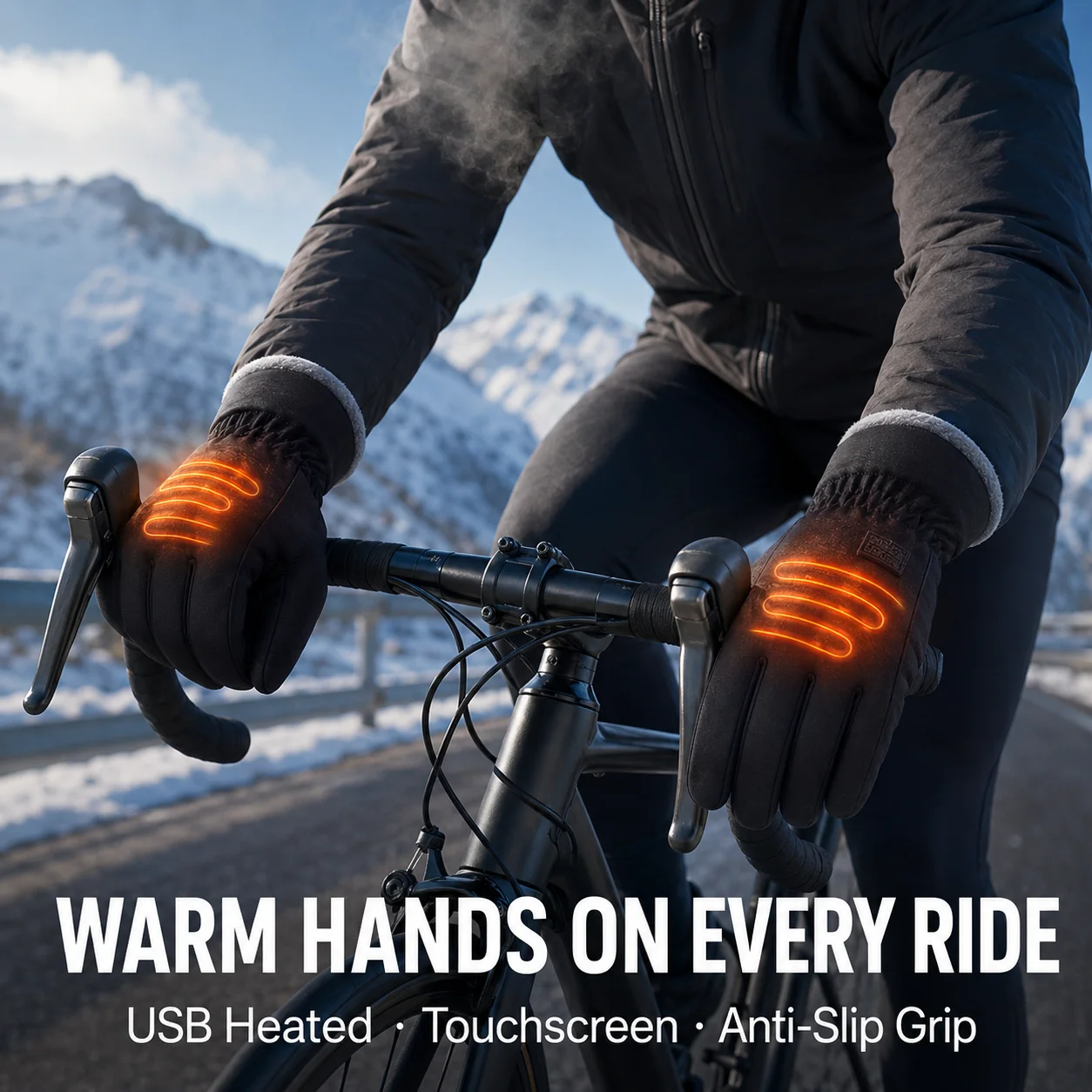 Fast‑Heating USB Heated Gloves Constant‑Temperature 3‑Level Temp Control Heating Touch‑Screen Winter Gloves For Skiing Hiking