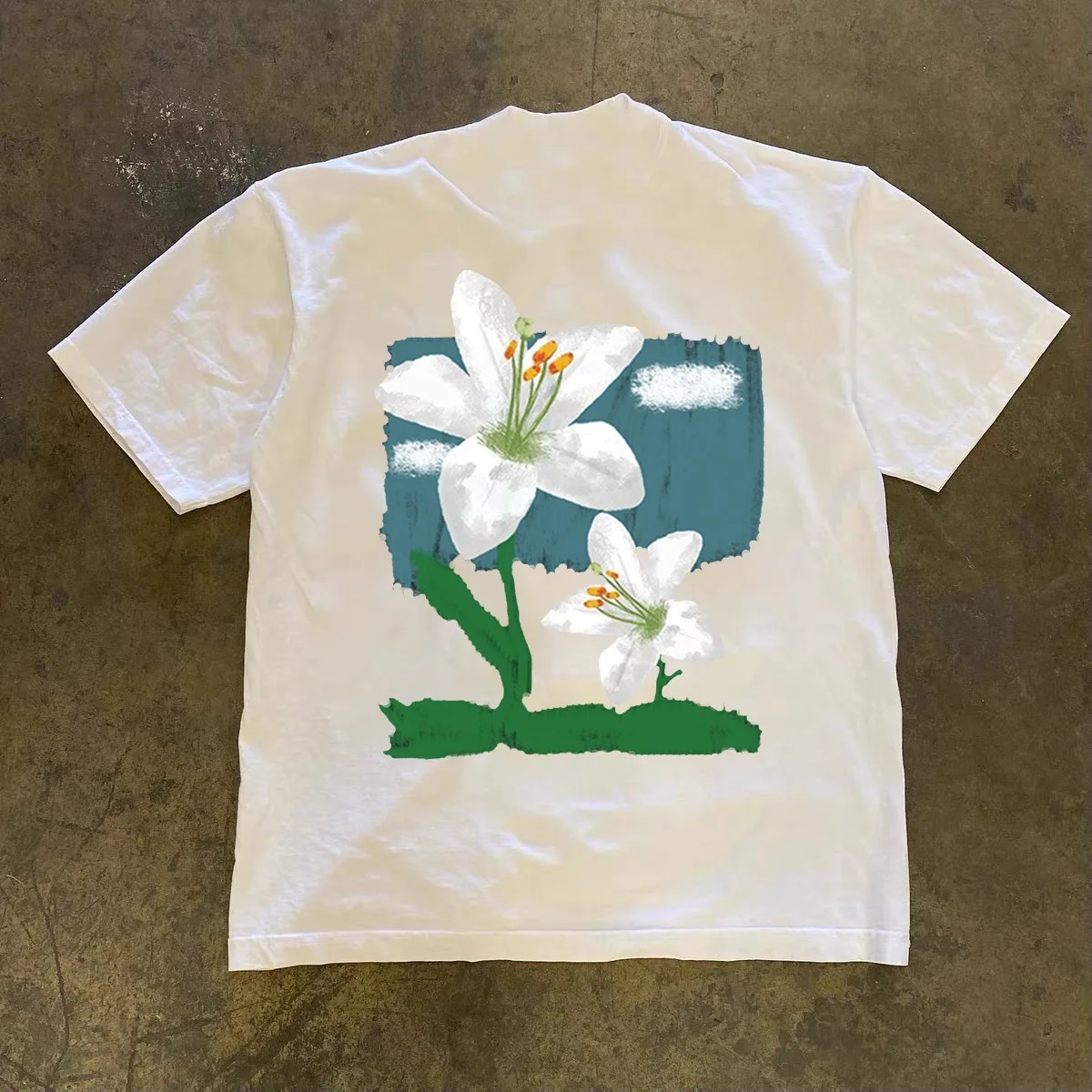 T Shirts For Men Y2k Clothes Man Summer Short Sleeve Heavyweight 230g Cotton Round Neck Retro Print