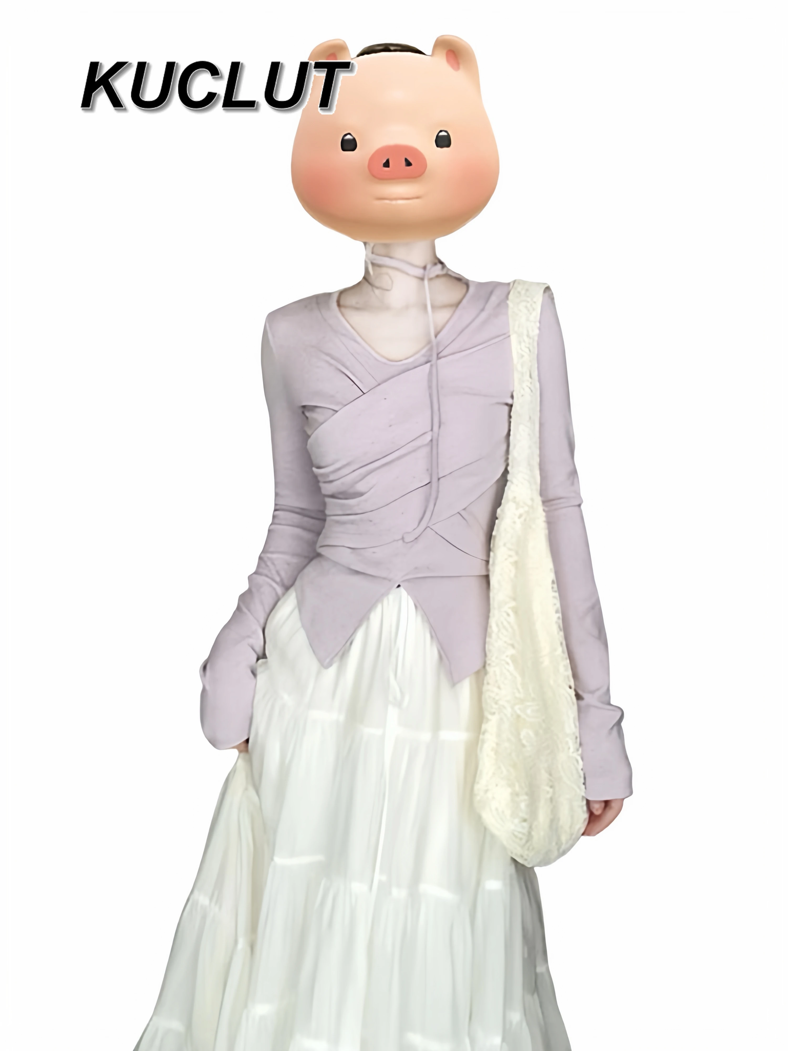 ربيع الخريف ملابس غير رسمية الكورية نمط أنيق قطعتين مجموعات للنساء الأرجواني غير النظامية أعلى + كعكة بيضاء تنورة طويلة مجموعة