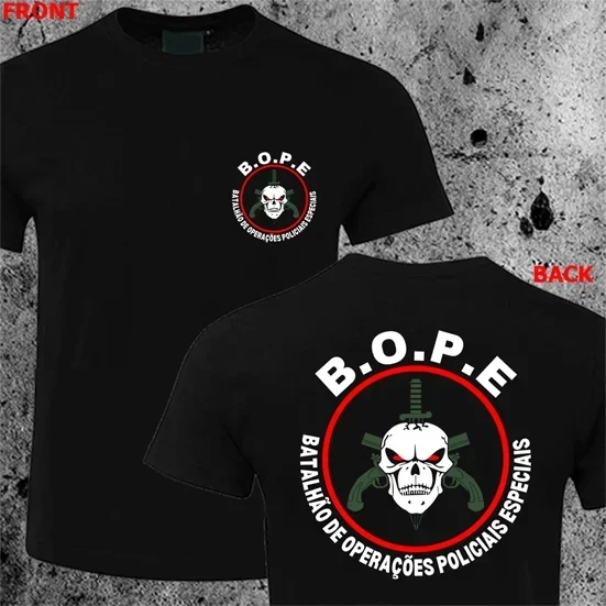 تي شيرت BOPE Tropa De Elite البرازيل الخاص لقوات النخبة بأكمام قصيرة كاجوال 100% قطن للرجال