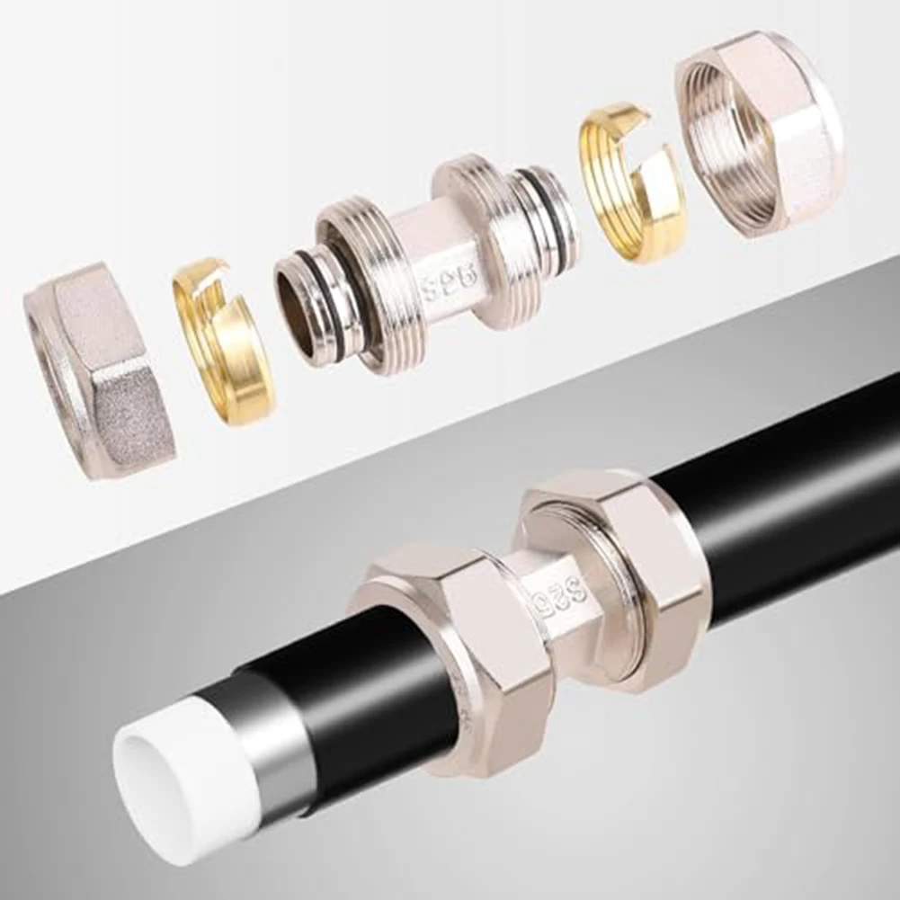 2Pcs 3/4 Inch Nickel Plated Brass Air Line Fittings For Rapid Compressed Air Piping System Shop Garage Pneumatic Connector