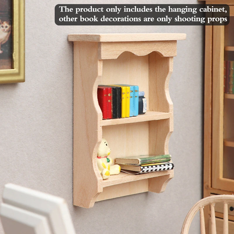 1:12 Poppenhuis Hangende Kast Wandkast Blanco Plank Poppenhuis Miniatuur Witte Wandkast Opknoping Opslag Organizer