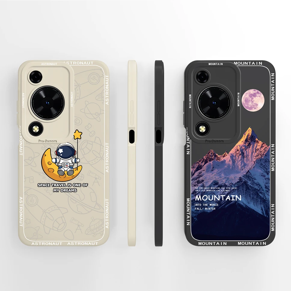 New Case For Huawei Nova Y72 Pretty Mountain Astronaut Liquid Silicone Premium Protection Back Cover For Huawei Nova Y 72 Fundas