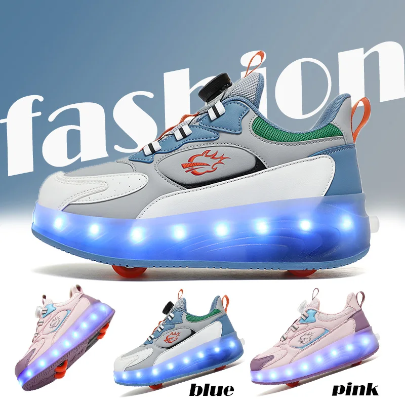 Children's Led light Luminous Shoes grils Roller Skating Casual flashing Sneakers USB Charging Shoes gift for kids