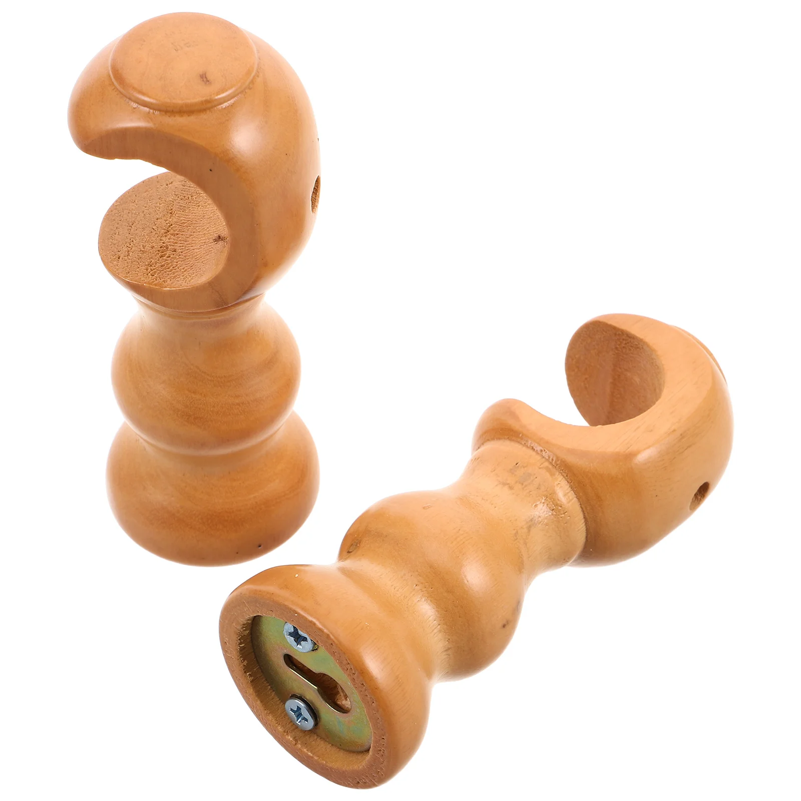 

2pcs Solid Wood Curtain Rod Brackets Wall Mounted Vintage Roman Style Heavy Duty Support For Bedroom Living Room Window Drapery