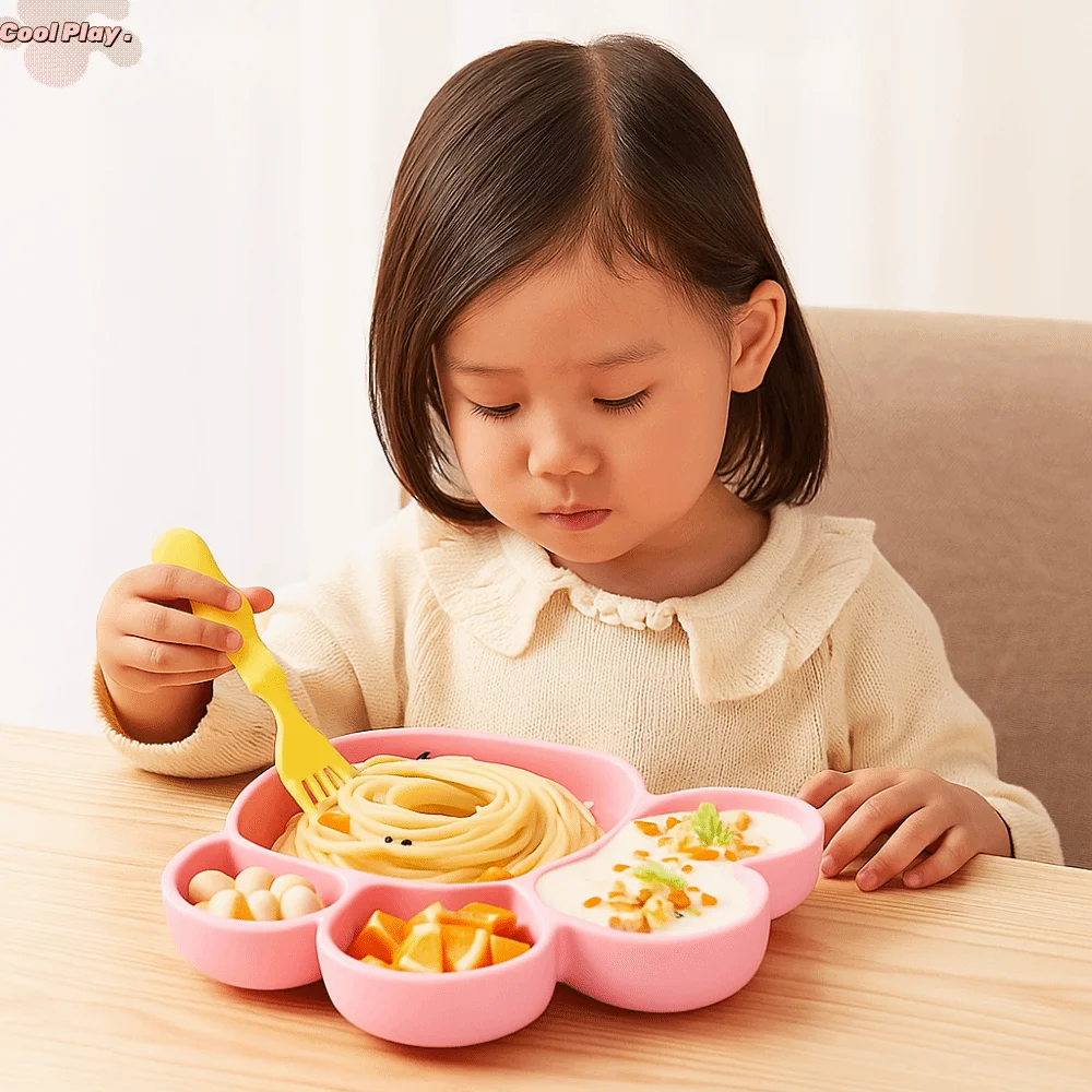 

Non-Slip Cat Paw Suction Dinner Plate Durable BPA-Free Divided Silicone Suction Plate Waterproof Sturdy Kids Feeding Tableware
