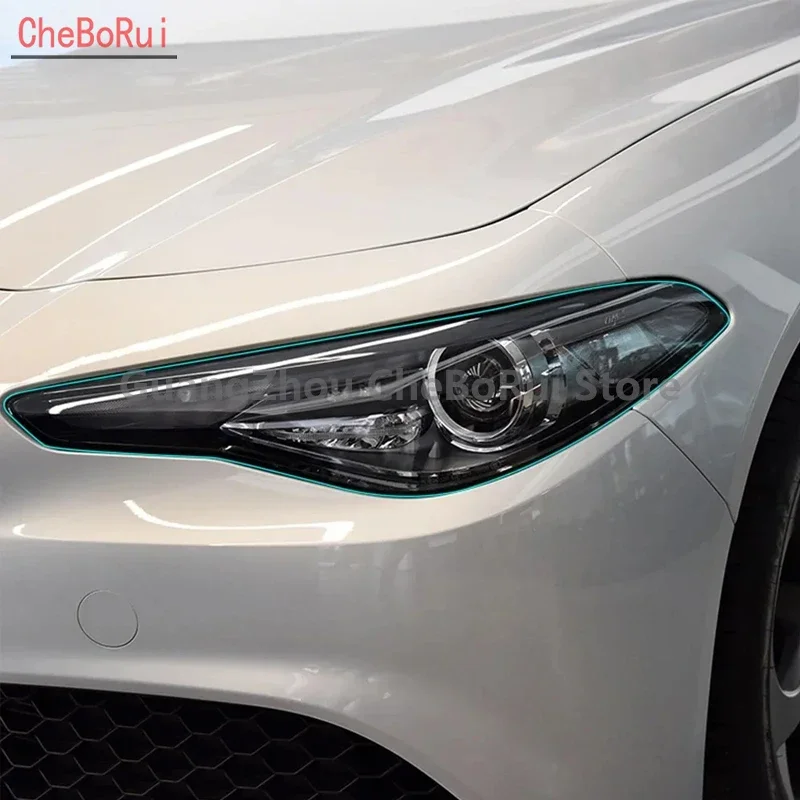 2Pcs Car Headlight Protective Film Headlamp Transparent Black TPU Sticker For Alfa Romeo Giulia 952 Stelvio 949 Accessories