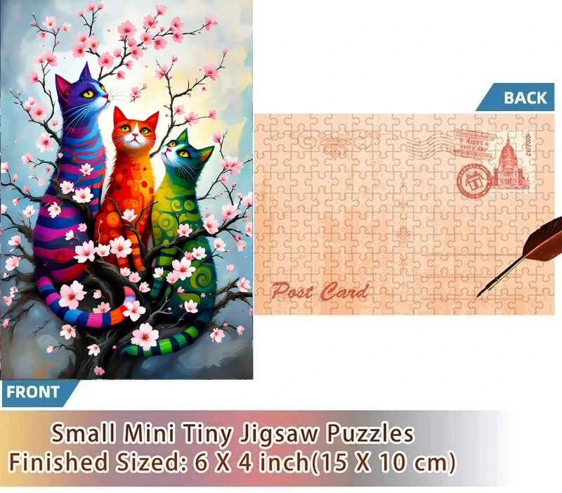 Plum Blossom Colorful Cat Mini Test Tube Jigsaw Puzzle Easy Igsaw Puzzle Decompression Toys Game Family