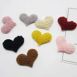 40pcs/lot 4.5cm Plush velvet Heart Padded Appliques DIY handmade Children Hair Accessories and Clothes Sewing