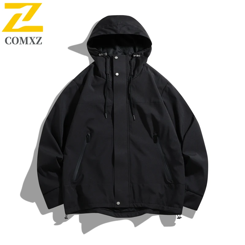 2025 Men's Jacket Korean Fashion Contrast Color Waterproof Soft Shell Windbreaker Casual Fishing Travel Coats Men Ski Apparel
