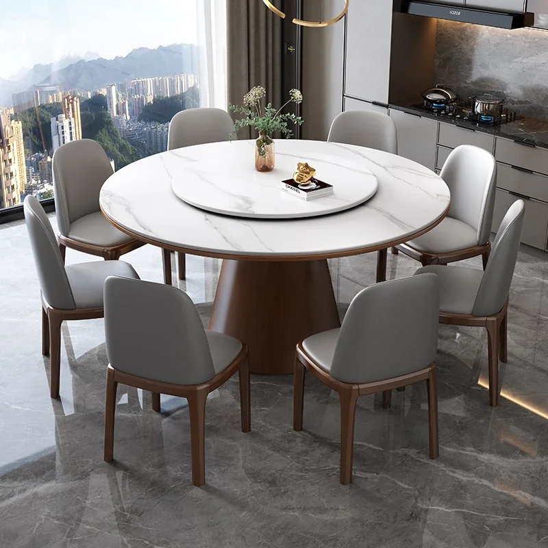

Marble Round Dining Tables Coffee Set Solid Wood End White Dining Tables Modern Living Room Mesas De Jantar Furniture WSW35XP