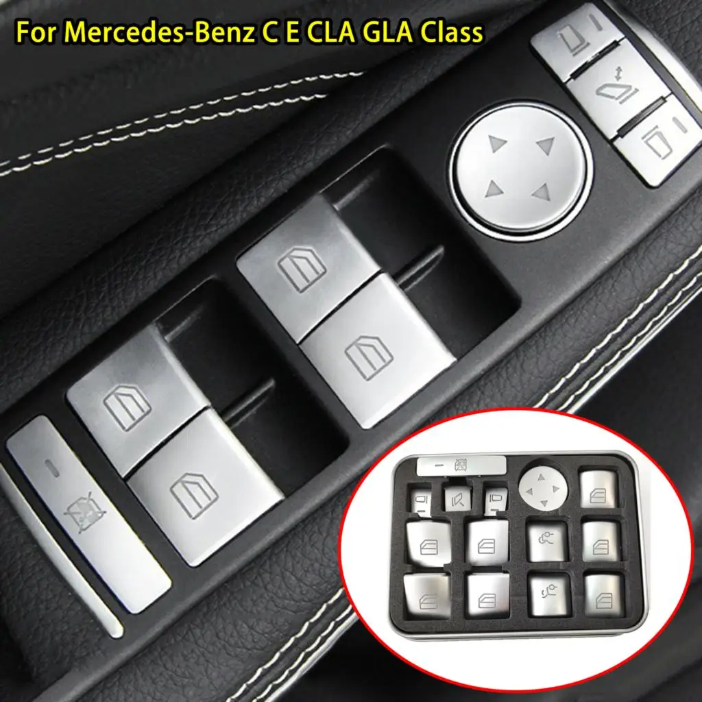 

14X Car Accessories Window Switch Button Stickers For Mercedes Benz C180 C200 C230 C250 2008 2009 2010 2011 2012 2013 2014 2015