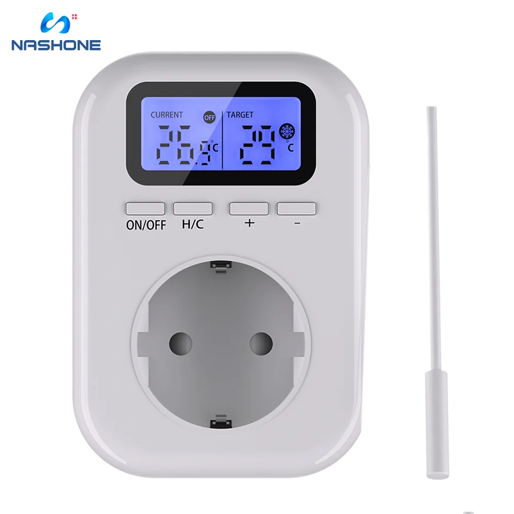 220V Temperature Controller Plug with Sensor, Digital Thermostat Plug ,Socket Thermostat Switch for Greenhouses Heating Cooling