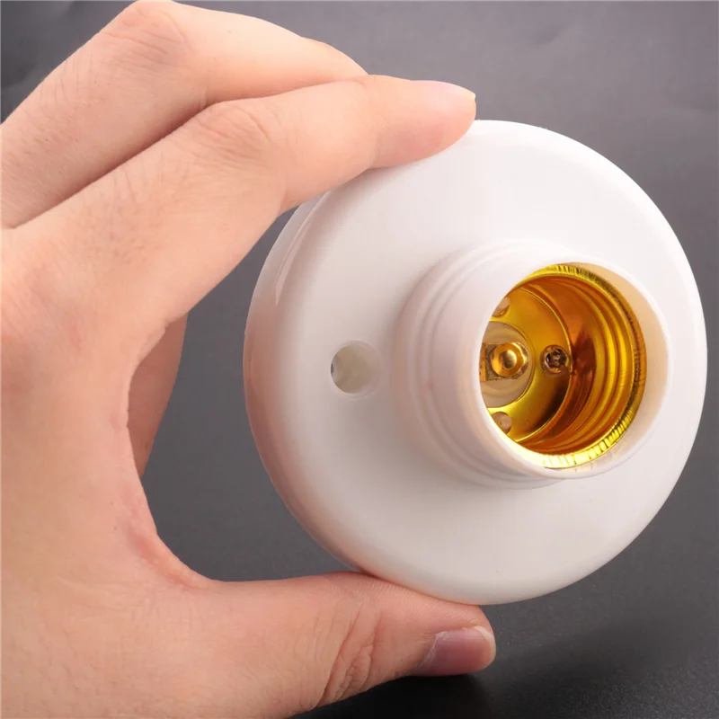 A43T 8X E27 Round Plastic Base Screw Light Bulb Lamp Socket Holder White