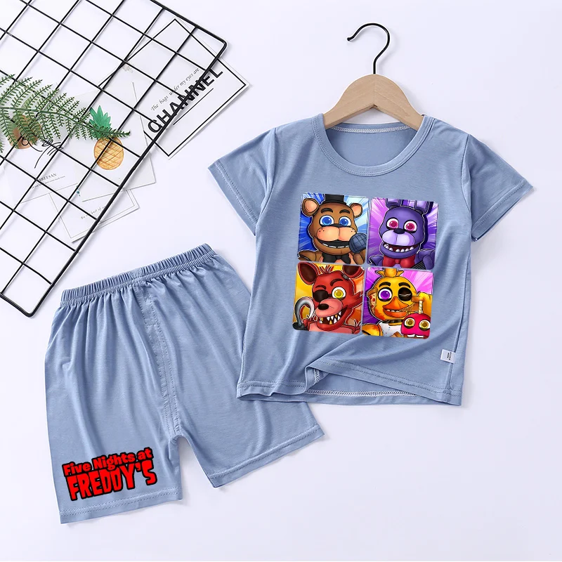 Комплект-для-дома-и-сна-fnaf-летняя-тонкая-футболка-и-шорты-2-предмета-домашняя-одежда-крутой-подарок