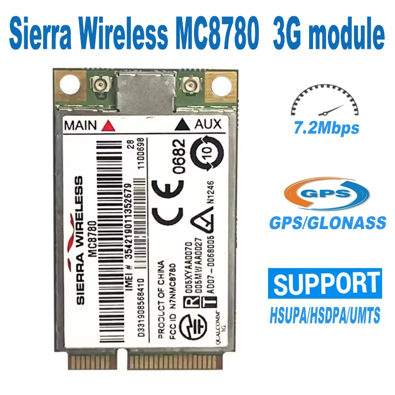 Unlocked Sierra MC8780 MC8781 HSDPA 3G WWAN 7.2Mbps Module HSUPA HSDPA UMTS GPRS EDGE PCI-E 3G Module WCDMA ﻿for dell asus caer
