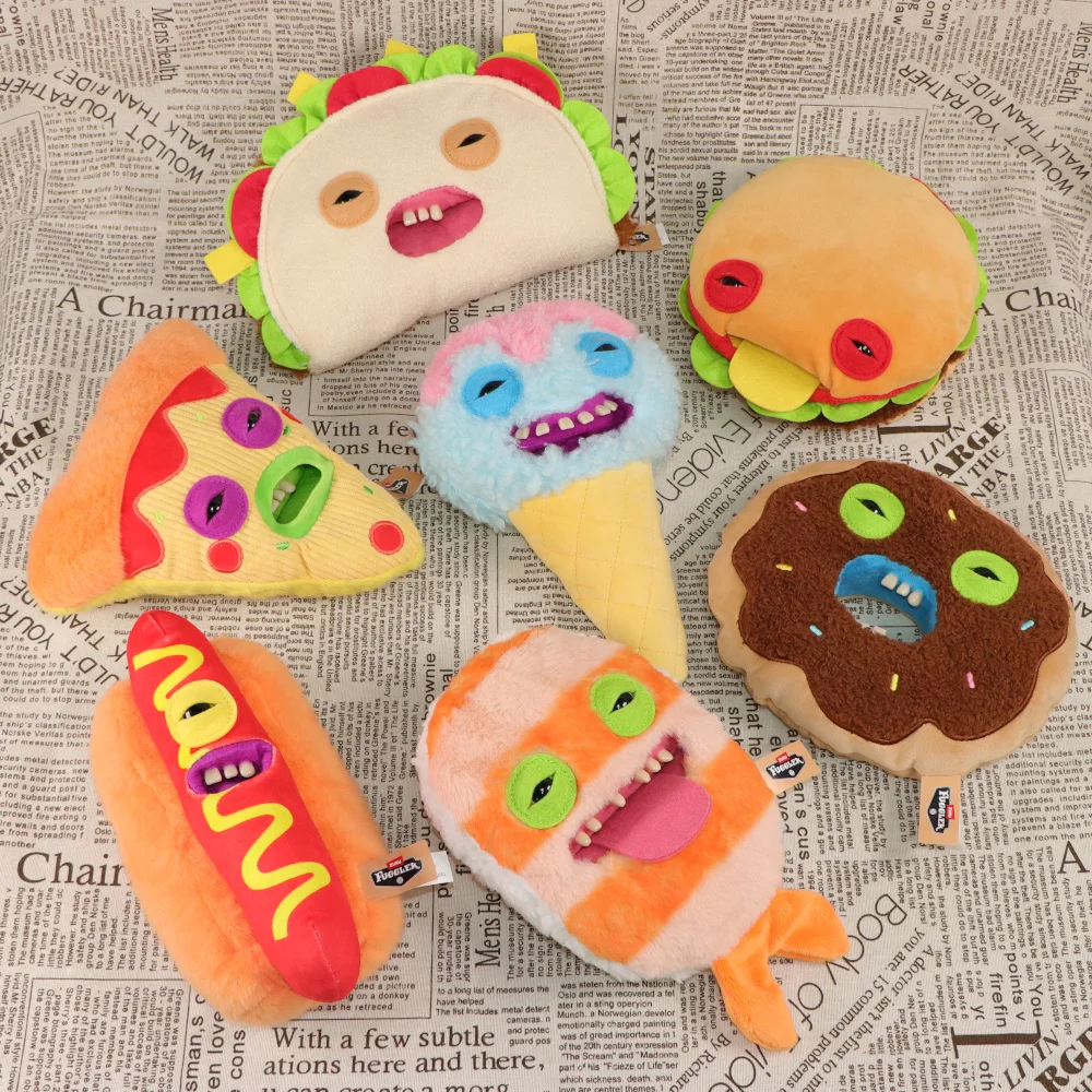 

Fuggler FUGGALICIOUS Original Food Blind Box Pizza Hot Dog Ice Cream Hamburger Ugly Monster Stuffed Plush Toy Peluche Doll Gifts