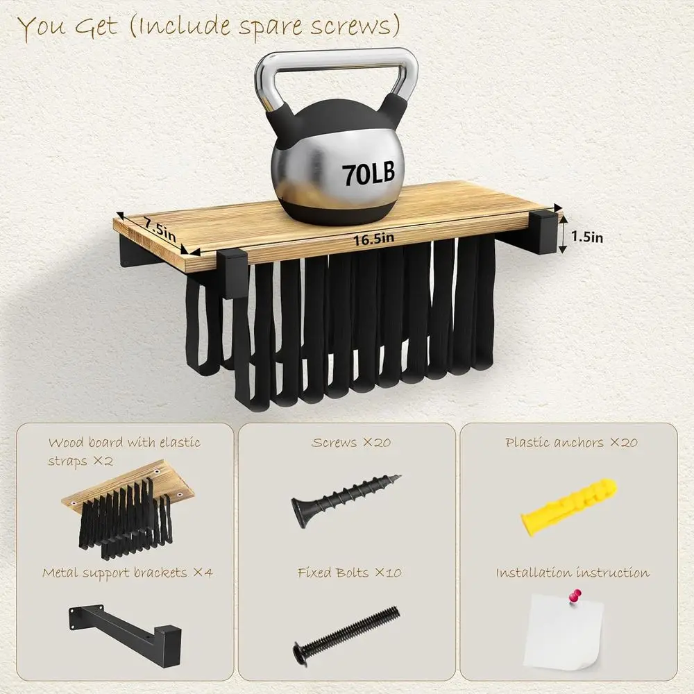 أرفف عائمة من خشب الصنوبر - خزائن كتب معلقة مثبتة على الحائط لتخزين موفر للمساحة (16.5 لتر × 8.7 وات × 1.5 ارتفاع) #6