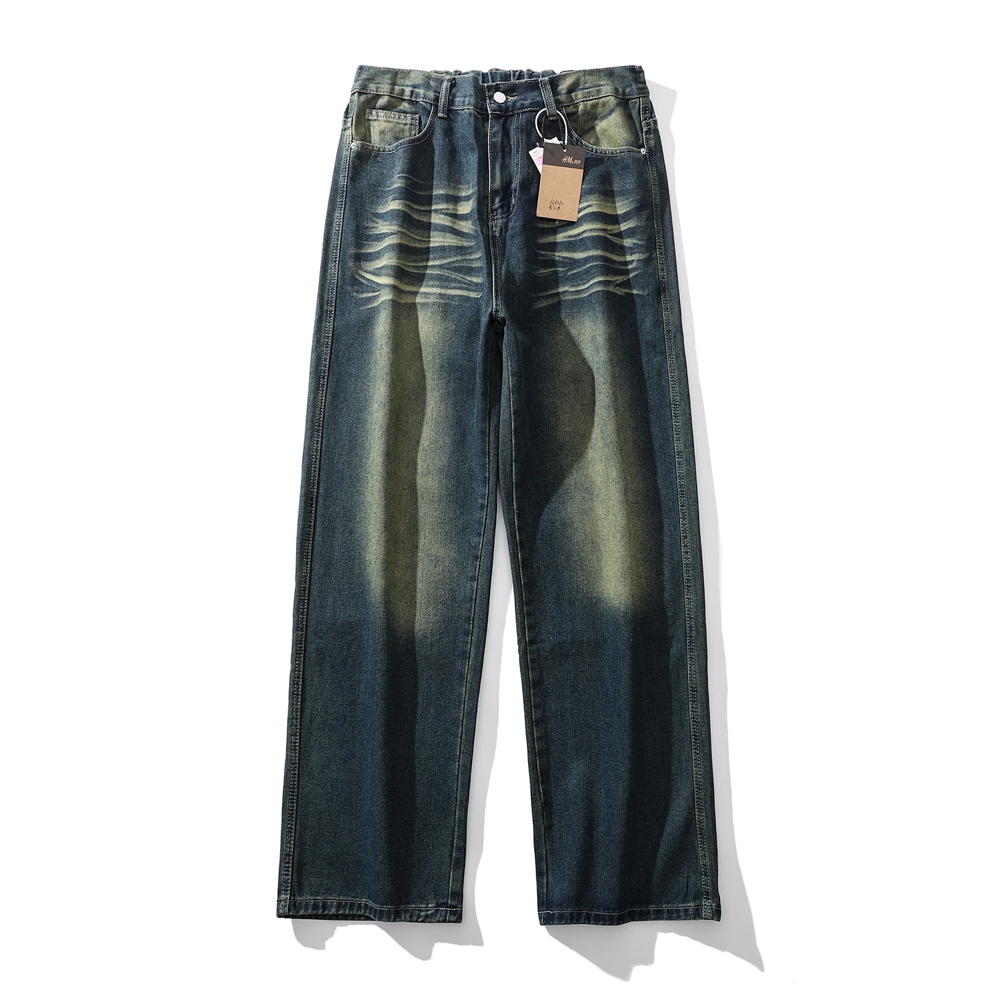 

Spring/Autumn Fashion Trendy American Retro Straight Leg Stretch Denim Jeans Men's Casual Loose Fit Sports High Quality Jeans