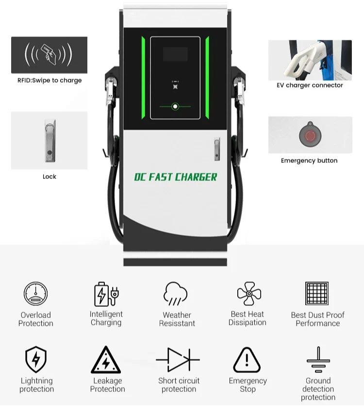 Commercial DC Fast EV Charging Station 120kW 180kW CCS2 CHAdeMO GBT Dual Port Electric Vehicle Charging Pile Factory Direct Sale