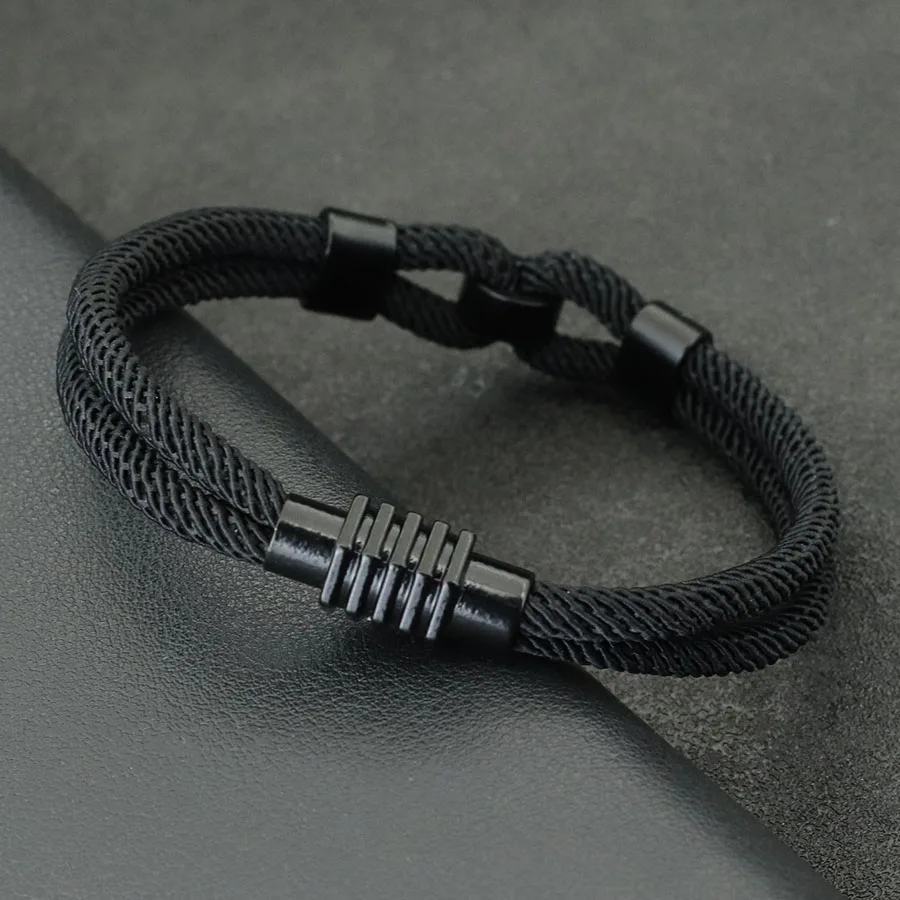 

New Stylish Knot Bracelet For Men Black Magnet Buckle Rope Braslet Gifts For Him Nautical Braclet Pulseras De Hilo Wrap Jewelry