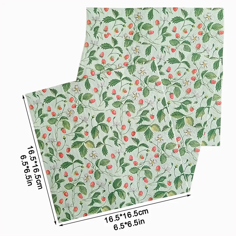 20Pcs Strawberry Printed Paper Napkins, Disposable Napkins Tissues for Weddings Party Festivals Anniversary Celebrations Decor