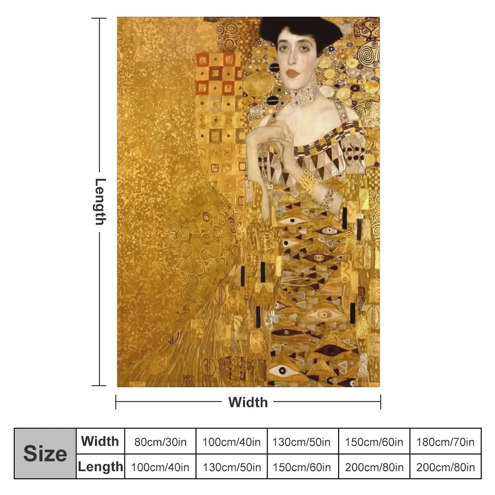 Woman in Gold Portrait by Gustav Klimt Throw Blanket wednesday Decorative Throw Blankets