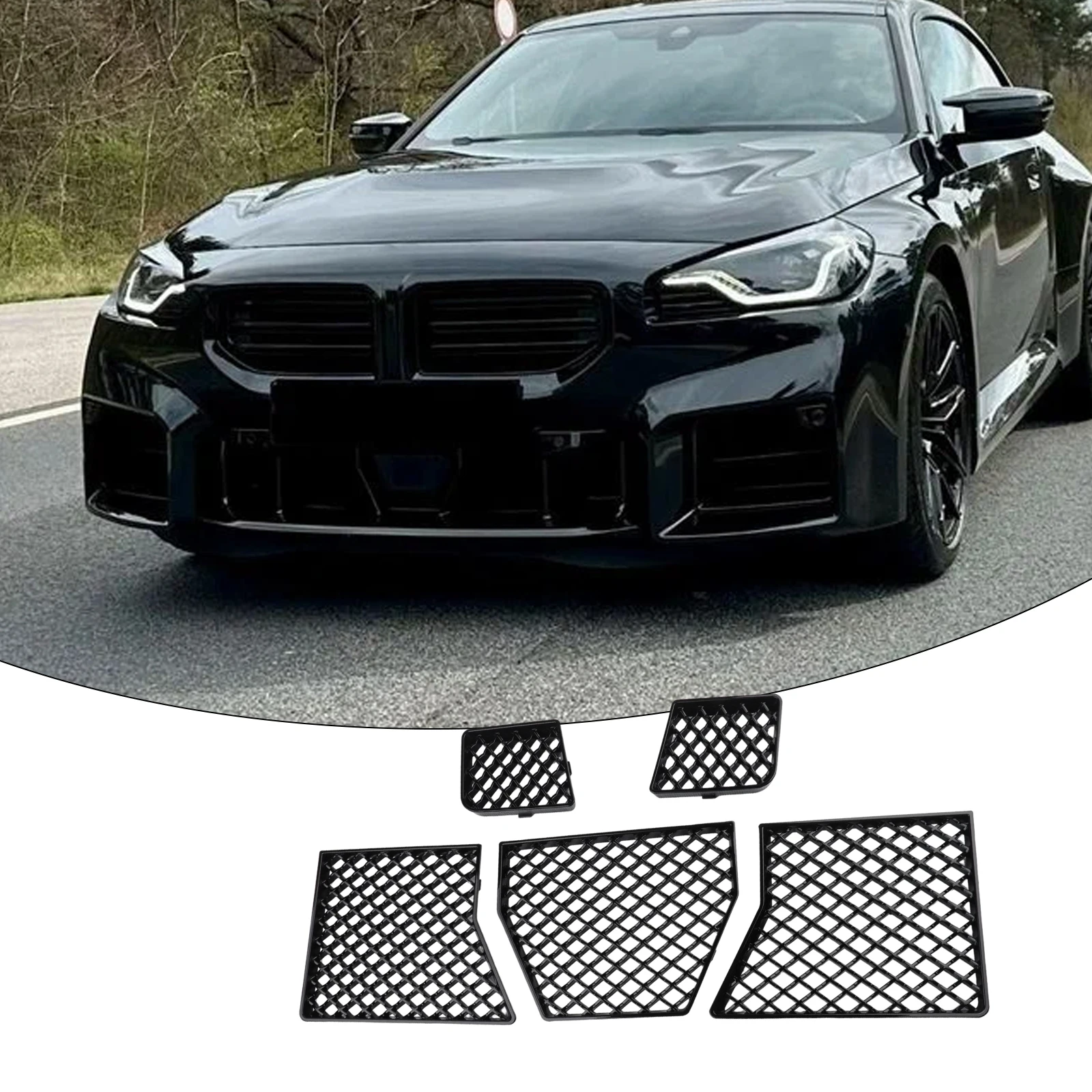 Front Bumper Lower Grille Mesh Guard 5 pcs for BMW G87 M2 2023 2024 2025 ABS Construction Enhanced Radiator Cooling Design