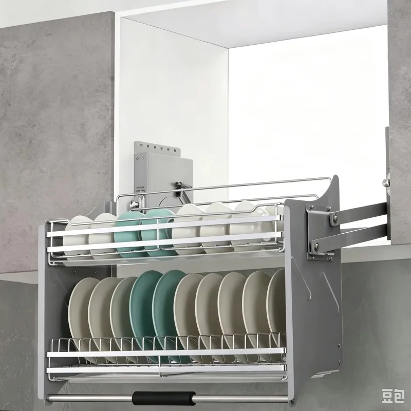 Pull Down Basket Kitchen Wall Cabinet Storage Hardware Elevator Basket 600/700/800/900mm Lift Dish Drain Rack D51131