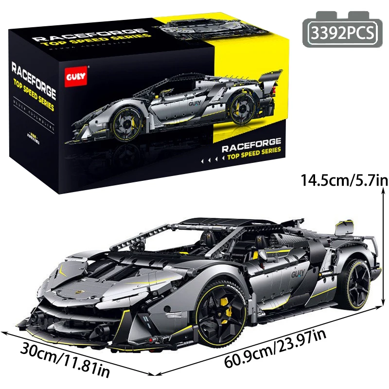 Technische serie, uniek concept, sportwagen bouwset, stad, mechanisch snelheidsracevoertuigmodel, bouwstenen, speelgoed voor volwassenen, cadeau.