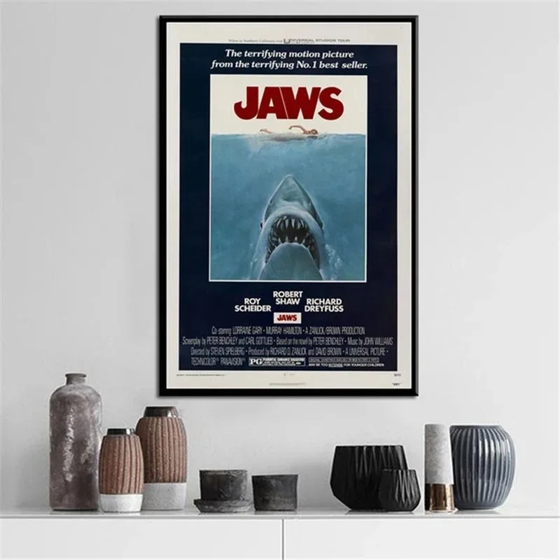 American Classic Horrible Movie Jaws Posters Canvas Painting Mordern Wall Art Picture Living Room Bedroom Home Decor Frameless