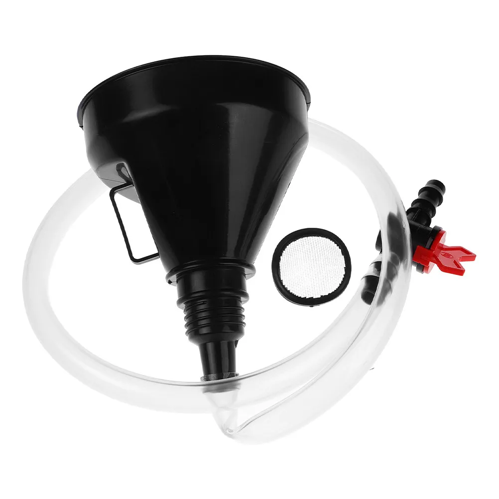 1Set Extended Oil Funnel with Valve Switch Wide Mouth Long Flexible Hose for Engine Oil Fuel Refilling Automotive Use