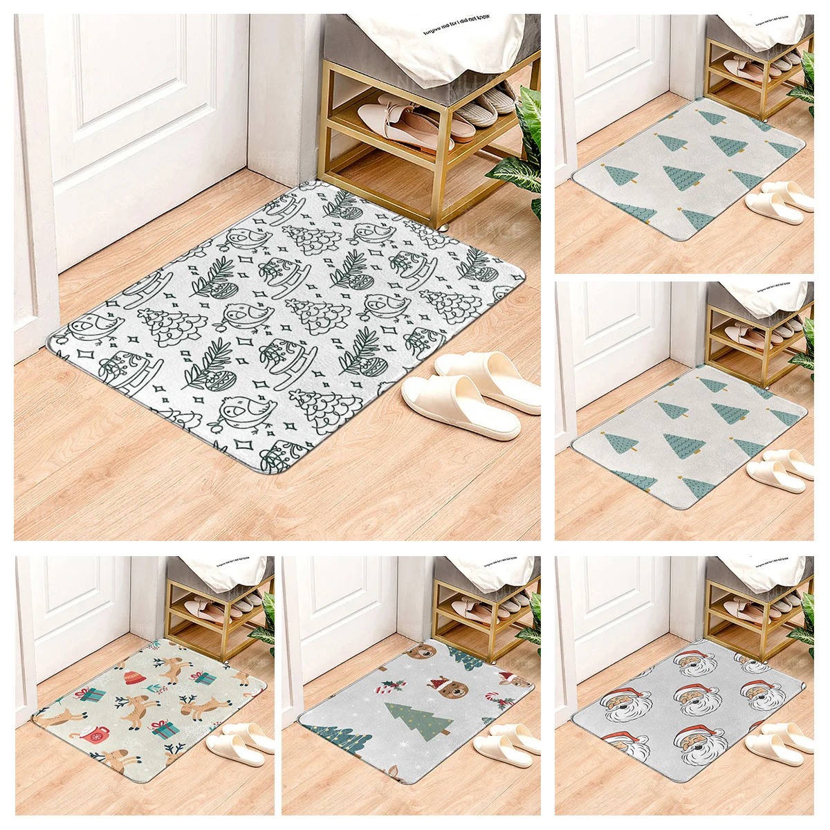 House entrance carpet Home door mat Living Room Bath Foot bathroom non-slip water absorption rugs bath Merry Christmas winter