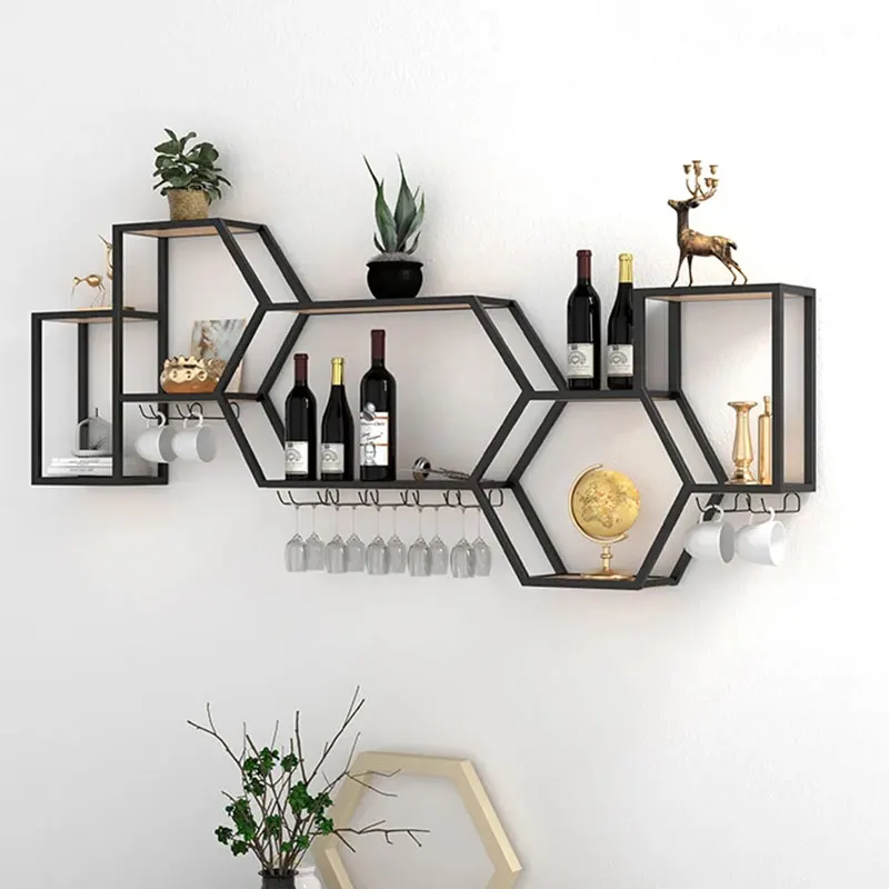 

Storage Modern Wine Holder Minimalist Black Display Wall Wine Rack Bottle Living Room Restaurant Estante Para Vino Bar Furniture