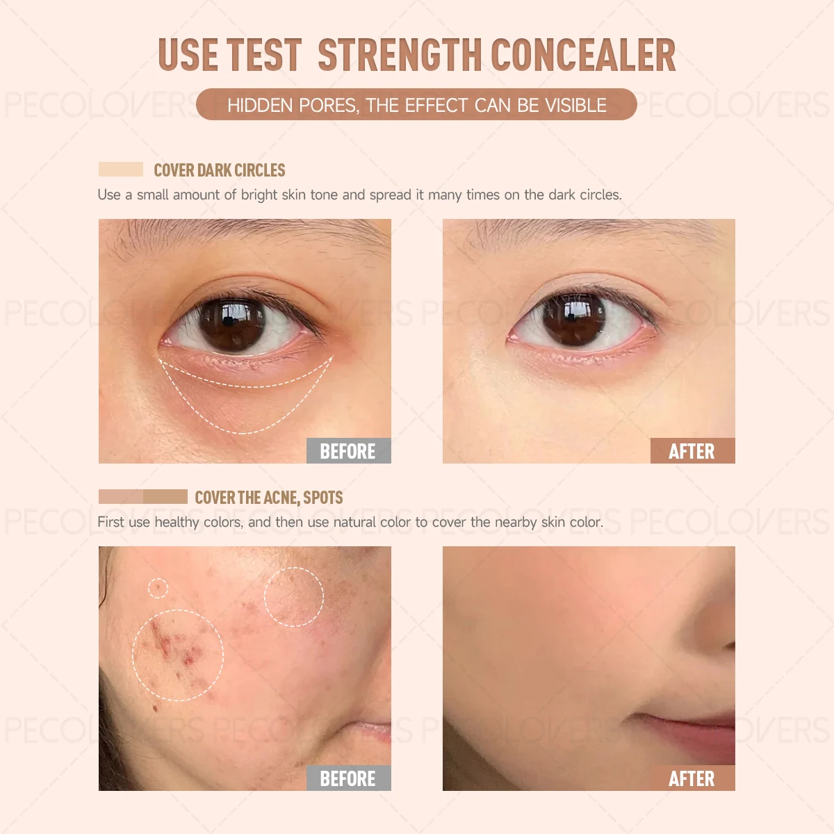 คอนซีลเลอร์ 3-in-1 ติดทนนาน 1 ชิ้น - สูตรครีมเนื้อเนียน ปรับผิวให้กระจ่างใส ผสมกันได้ ใช้เป็นของขวัญคริสต์มาส/ฮาโลวีนที่สมบูรณ์แบบ
