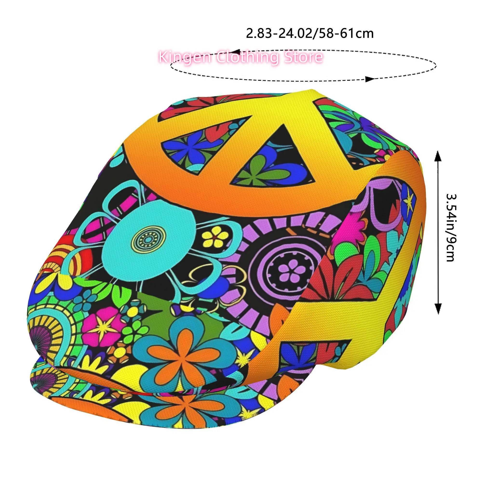 1pc Peace Flower Language All-over printed beret,  newsboy cap, unisex, a must-have fashion accessory for outdoor leisure activi