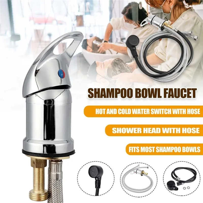 FYBL-Water Faucet Set, Salon Shampoo Bowl Faucet And Sprayer Kit With Sprayer Hose, Home Salon Spa Hot Cold Mixer