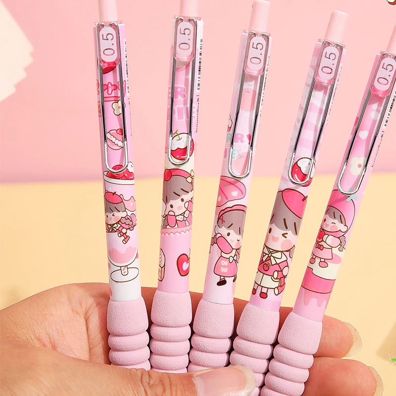 6 Pieces fruit cake party Press Pen 0.5mm Black Gel Pen office accessories stationery supplies kawaii pink girl pens stationery