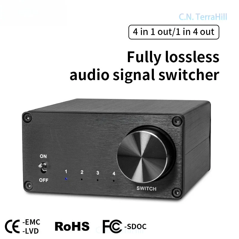 Dual-Mode Stereo Audio Signal Switcher 4in1out 1in4out Selector for Home Theater Music Studio