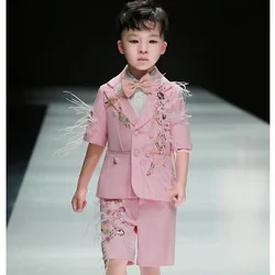 High Quality Children Tuxedo Suit 4 Piece Kids Blazer Wedding Page Boy Custom Size Slim Fit Boys Graduation Suit A2171